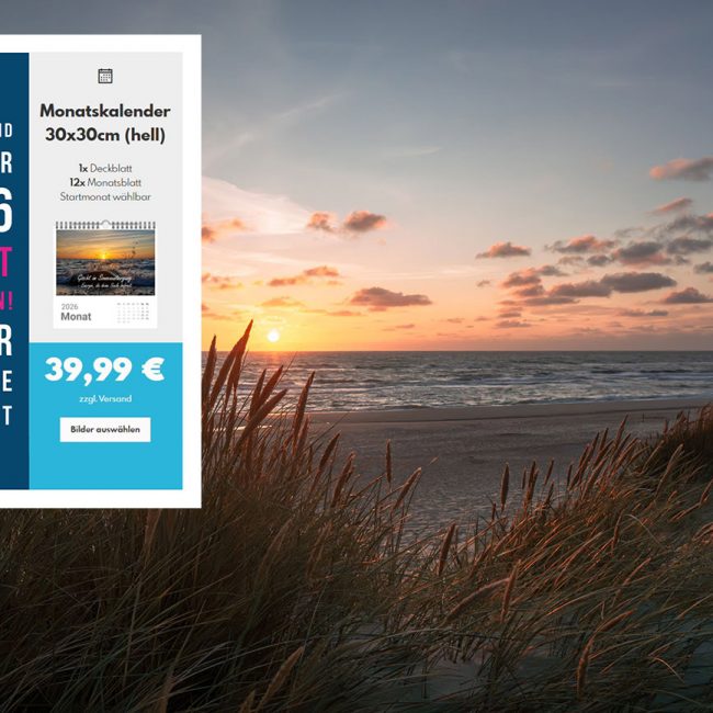 Kalender 2026 selbst gestalten. Ostsee Bilder und Nordsee Bilder mit Text von KÜSTENFREUND